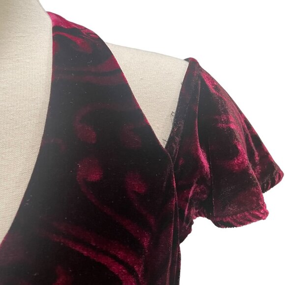 Nanette Lepore Velvet Burnout Dress Goth Chic Glam Cold Shoulder Sz 8 Elegant - Picture 7 of 11